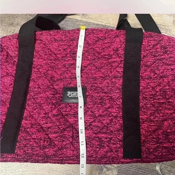 Victoria's Secret Pink Quilted Duffle Bag Tote Magenta and Black - Picture 6 of 8